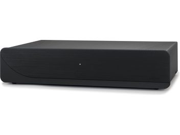 Atoll Electronique AM200 Evolution musta high-fidelity -tehovahvistin, etunäkymä, suorakulmainen kotelo, sileä pinta