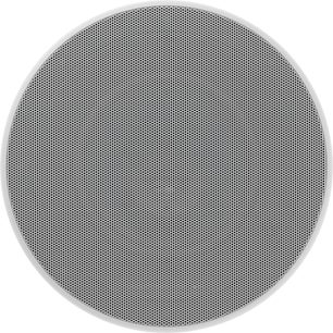 Zapuštěný stropní reproduktor Bowers & Wilkins CCM665 bílý, pohled zepředu, kruhová perforovaná mřížka