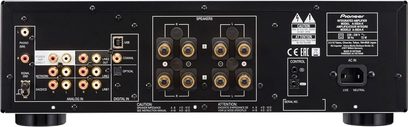 Pioneer A-50DA-S Silber Stereo-Hi-Fi-Verstärker, Frontblende mit Audioanschlüssen, Bedienknöpfen und digitalem Display