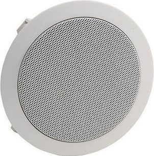 Indbygningshøjttaler 170RO Davis Acoustics rund hvid med sort perforeret gitter, set forfra
