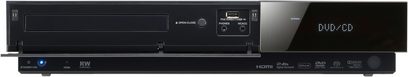 Pioneer LX03 DVD-afspiller set forfra i sort, frontpanel i børstet aluminium, blåt display, diskskuffe