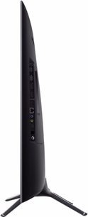 Samsung UE49K6300AKXZF TV set set fra siden, flad sort skærm, tynde kanter, centralt V-formet stativ