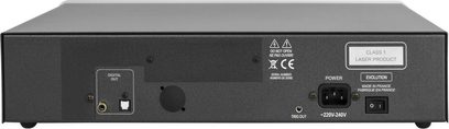 Lecteur CD Atoll Electronique DR100 Evolution, гледна точка отзад, цифрови аудио конектори, захранващо гнездо, превключвател