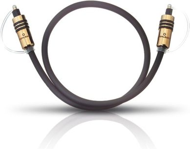 Oehlbach Hyper Profi Opto 10m 6087, sort optisk digitalkabel, 10 m, sort, guldbelagte stik, forfra på hvid baggrund
