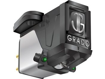 Bunka pro gramofonové přenosky Grado Green3 v černé barvě s argentovým logem, perspektivní pohled ukazující detaily pouzdra
