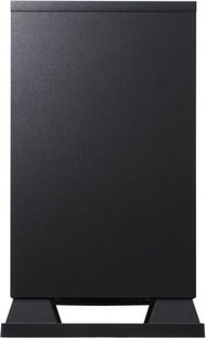 Sort Pioneer DCS-F530 hjemmebiografsystem, set forfra, bestående af to høje højttalere med en central basreflekshøjttaler imellem