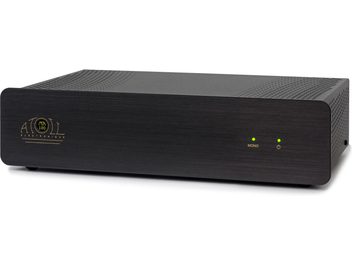 Atoll MA100 audio versterker zwart, geborsteld aluminium voorkant, goudkleurige knoppen, zwart ventilatierooster