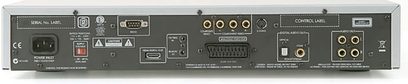 Arcam DIVA-DV-135 4K Blu-ray-afspiller, bagside, lyd-/videotilslutninger, HDMI-, USB-, Ethernet-porte, RCA-stik