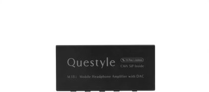 Bærbar DAC-konverter Questyle M18i sort, rektangulær mobil hovedtelefonforstærker set forfra
