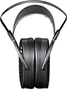 Auriculares de alta fidelidad abiertos Hifiman Arya Stealth Magnet Version, vista frontal, diadema negra, almohadillas ovaladas negras, rejilla negra