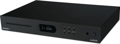 Audiolab 6000CDT siyah yüksek sadakatli CD çalar, ön panelinde dijital ekran, CD tepsisi ve 6 düğme bulunan