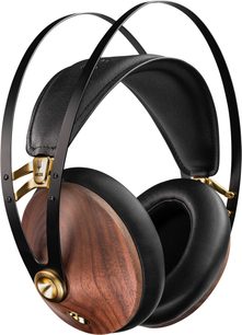 Uzavřená sluchátka Meze Audio 99 Classics, ořechové mušle, černý dvojitý hlavový most, černé náušníky, zlaté detaily, 3,5mm jack