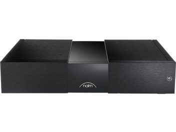 Alimentare HI-FI Naim NPX 300, carcasă neagră mată dreptunghiulară, logo alb, design sobru și minimalist
