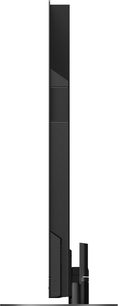 Téléviseur Panasonic TX-65MZ2000E, vue de profil, écran plat, cadre et pied noirs, forme rectangulaire verticale