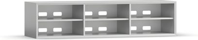 Clic Classic Series 230 modelio šviesiai pilkos medienos garso ir vaizdo baldas su šešiomis nišomis, lentynomis ir galiniu laidų pravedimu