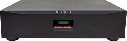 Condizionatore di rete Nuprime PURE-AC6, vista frontale, chassis rettangolare nero, schermo centrale con display digitale verde e rosso