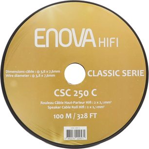 Enova HIFI CSC 250 C højttalerkabelspole, rund gylden Classic Serie-etiket, forfra