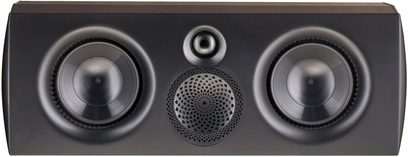 Diffusore centrale Paradigm Premier 500C con 2 grandi altoparlanti circolari, 1 tweeter centrale, vista frontale, finitura espresso