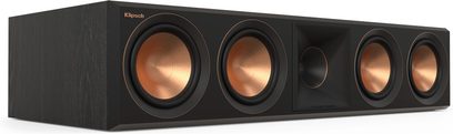 Klipsch RP-504C II center-højttaler i ibenholt, ibenholt-træ kabinet, 4 symmetriske kobberbelagte højttalere, kromet logo