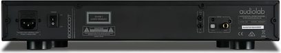 Audiolab 6000CDT high-fidelity cd-speler, achteraanzicht met aansluitingen, schakelaar, voedingsaansluiting en opschriften