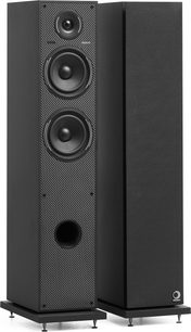 Pár sloupových reproduktorů Elipson Horus 11 Active BT Phono matně černé, tweeter, dva woofery, přední bassreflex, textilní mřížka