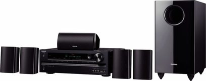 Onkyo HT-S 5405 sort hjemmebiografsystem, forstærker, 2 gulvhøjtalere, 2 kompakte højttalere, basreflekskabinet