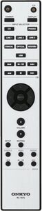 Onkyo P-3000R sidabrinės spalvos stereo priešvažinis stiprintuvas, priekinis vaizdas, priekiniai mygtukai ir lizdai, skaitmeninis ekranas