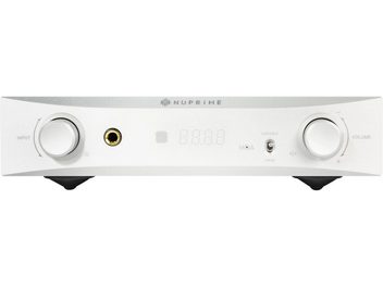 Nuprime DAC-9X hopeinen äänimuunnin, mattahopea etupaneeli, valkoinen digitaalinäyttö, mustat kiertosäätimet
