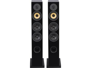 Gulvhøyttalere Davis Acoustics Courbet nr. 5 matt svart med 4 sirkulære høyttalere og en bassport på hver enhet