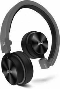 AKG Y40 sort circumaural hovedtelefon, oval hovedbøjle og ørekopperne i mat sort plastik, ørepuder i sort kunstlæder, set fra venstre trekvartersvinkel