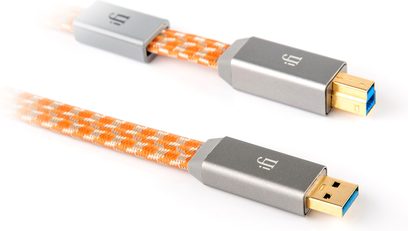 Kable USB 3.0 iFi Mercury, złocone złącza typu A i B, pomarańczowo-szara oплетка, długość 1 metr