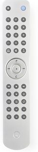 Cambridge Audio Azur 651C sort fjernbetjening, set forfra, med nummererede knapper og kontrolknapper, central drejeknap
