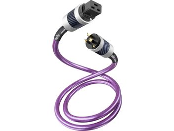 IsoTek EVO3 Ascension violet netstrømkabel med sort C19-stik og netstik med guldbelagte ben