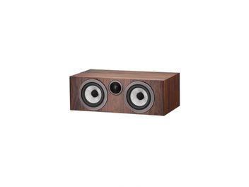 Głośnik centralny Bowers & Wilkins HTM72 S3 moka, brązowa drewniana obudowa z dwoma szarymi głośnikami i centralnym tweeterem