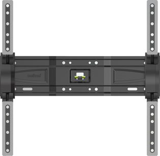 Supporto TV da parete nero Meliconi GS T400 Plus, vista frontale, staffe laterali, livella a bolla integrata