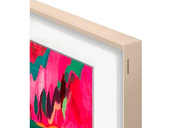Samsung The Frame TV Frame 85'' 2025 gold metal, matte finish, close-up front right angle view