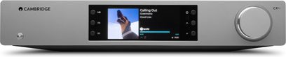 Lettore audio di rete Cambridge Audio CXN100, pannello frontale grigio scuro, display a colori, manopola, porta USB