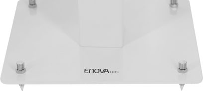 Podstawa głośnika Enova HIFI MAJESTY 50 WH, widok z góry, biała prostokątna podstawa, widoczne 4 metalowe nóżki