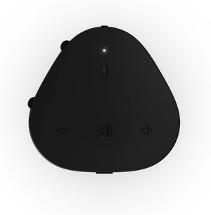 Sistem audio Bluetooth Sonos Roam 2 negru, vedere din partea de sus, butoane de comandă în relief, iconiță de microfon, indicator luminos