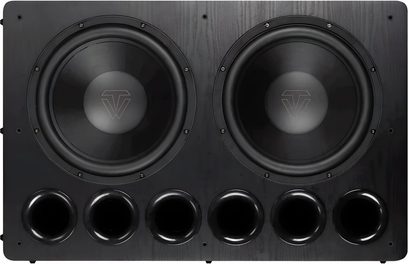 Black Tonewinner SW-D8000 Pro subwoofer, dual front woofer with four circular front ports