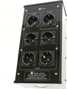 Filtro de red HiFi Bada LB-5600, 6 tomas, protección contra sobretensiones de 3500W, negro, vista frontal