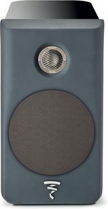 Altavoz biblioteca Focal Kanta N°1, frontal en gris oscuro mate, tweeter con rejilla metálica, woofer bajo rejilla de tela, vista frontal