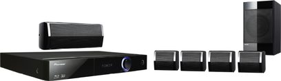 Pioneer BCS-222 sort hjemmebiograf-system bestående af en Blu-ray-afspiller, 5 kompakte højttalere og en subwoofer