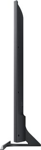 Samsung UE85JU7000-fladskærms-tv, set fra siden, rektangulær sort fladskærm, smal ramme, rektangulær sort fod