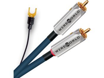 Phono kabelis Wireworld Luna 10 Phono 1,5 m ar metāla RCA savienotājiem sudraba apdarē, zelta galiem un zilu apvalku