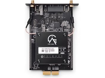 Placa de extensão para eletrônicos hi-fi Primare Módulo SM35 Prisma preta, vista superior, componentes eletrônicos visíveis