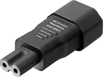 Адаптер живлення GigaWatt IEC320-C7 чорний, гніздовий двоконтактний роз’єм, тричвертєвий ракурс