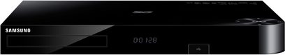 Samsung BD-H8900 sort Blu-ray-optager, frontvisning, blå LED-display "00:29", blank frontpanel med trykfølsomme knapper