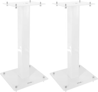 Podstawa głośnika Enova HIFI MAJESTY 50 WH, widok z przodu, 2 białe prostokątne wsporniki, kwadratowa podstawa, 4 metalowe nóżki