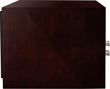 Paradigm Founder 90C center speaker in dark cherry, front view, rectangular shape, dark wood, black grille